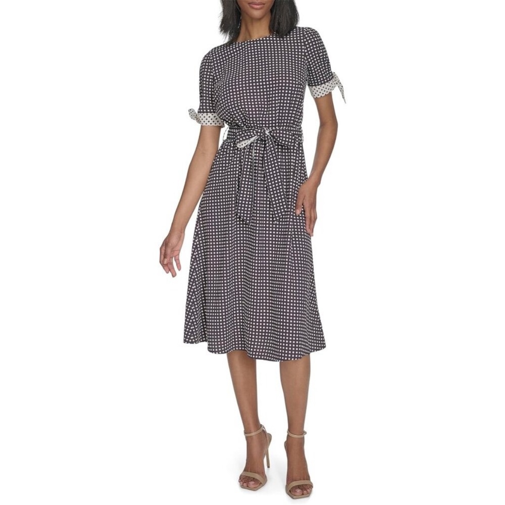 Halston short sleeve midi dress